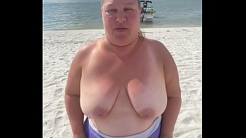 Slutty BBW Duca Wife Flashes Her Big Tits On A Public Beach