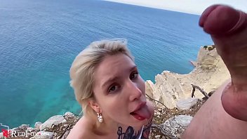 Babe Blowjob Big Dick And Cum In Mouth Outdoor By The Sea